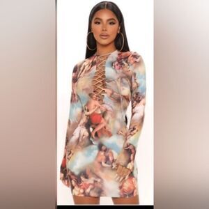 NWOT!!! Fashion Nova Renaissance Babe Mini Dress w/Lace Up Front. Size 2X